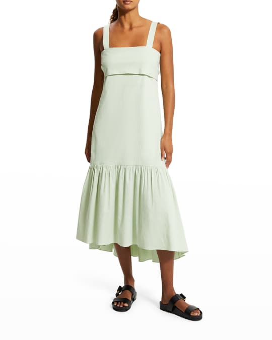 Theory Eco Crunch Tie Back Midi Dress Neiman Marcus
