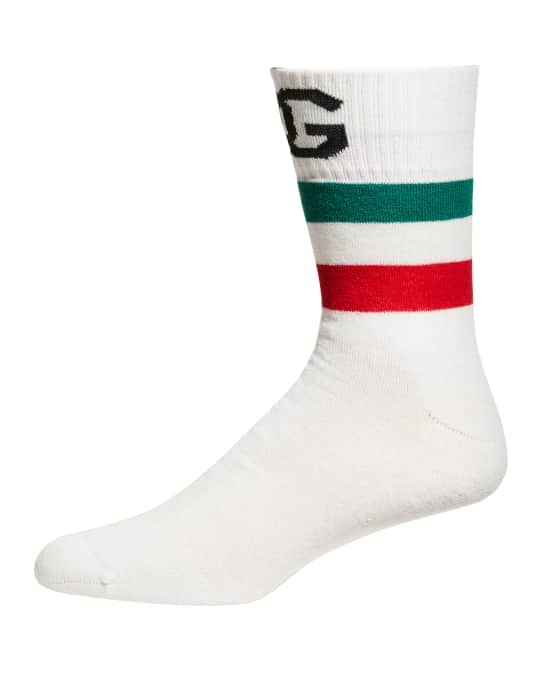 Dolce&Gabbana Men's Cotton-Stretch DG-Logo Crew Socks | Neiman Marcus