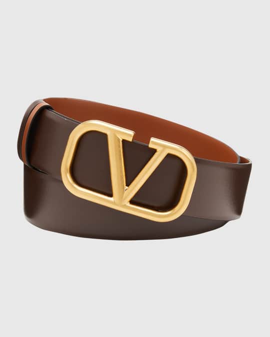 Valentino Garavani 2cm Reversible Go Logo Leather Belt In Ivory