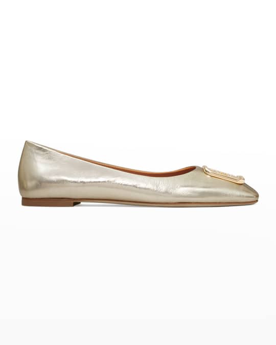 Tory Burch Georgia Metallic Medallion Ballerina Flats