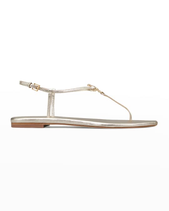 Tory Burch Capri T-Strap Medallion Slingback Sandals | Neiman Marcus