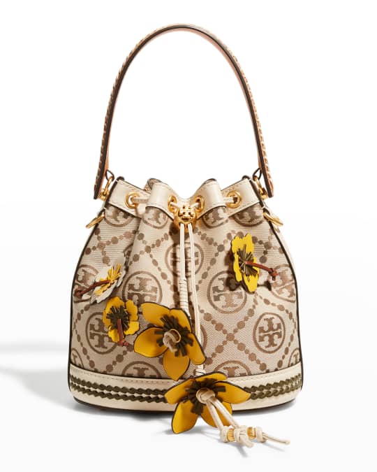 Tory Burch Women's T Monogram Braided Floral Studio Shoulder Bag, Hazelnut:  : Fashion