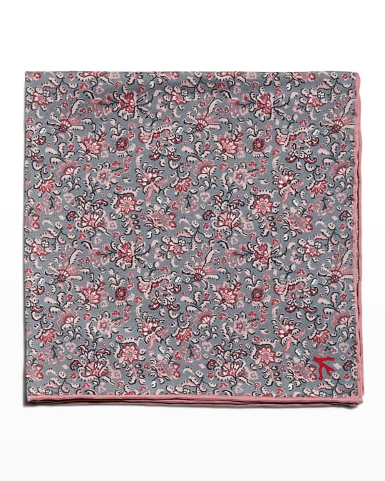 Isaia Men's Floral Silk Pocket Square Neiman Marcus