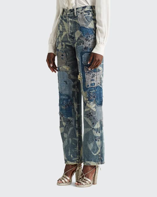 Ralph Lauren Collection Liora Patchwork Straight Leg Jeans Neiman Marcus