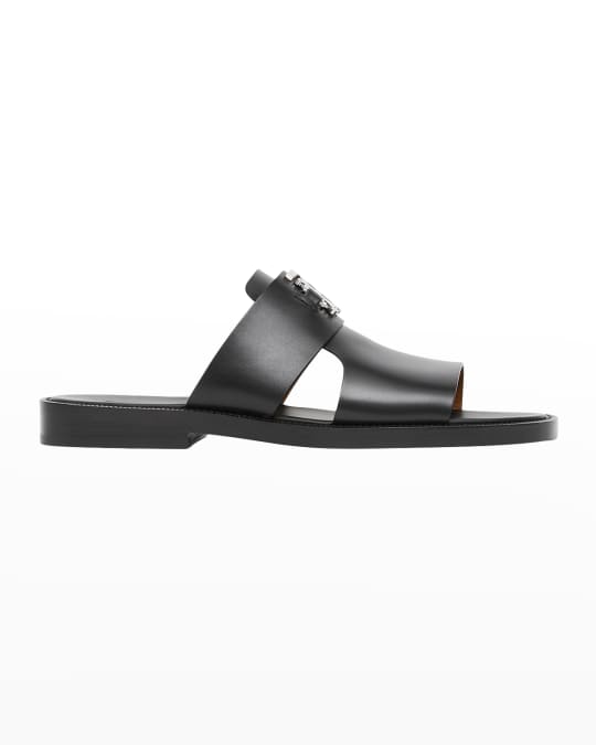 Burberry Men s Leather TB Logo Slide On Sandals Neiman Marcus
