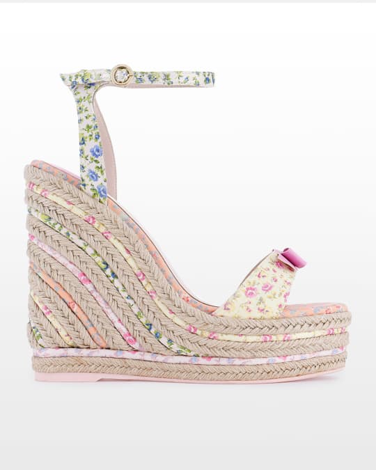 Sophia Webster x Love Shack Fancy Lucita Floral Bow Wedge Espadrille ...