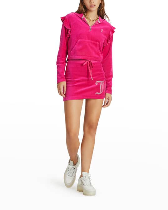 Juicy Couture Drawstring Velour Mini Skirt Neiman Marcus