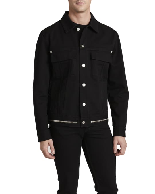 Givenchy Men's 4G Denim Jacket w/ Zipper Detail | Neiman Marcus