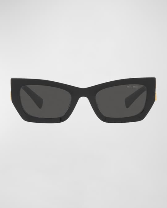Miu Miu Logo Rectangle Acetate Sunglasses | Neiman Marcus
