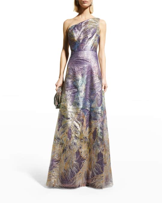 Rene Ruiz Collection Sequin One-Shoulder Gown | Neiman Marcus