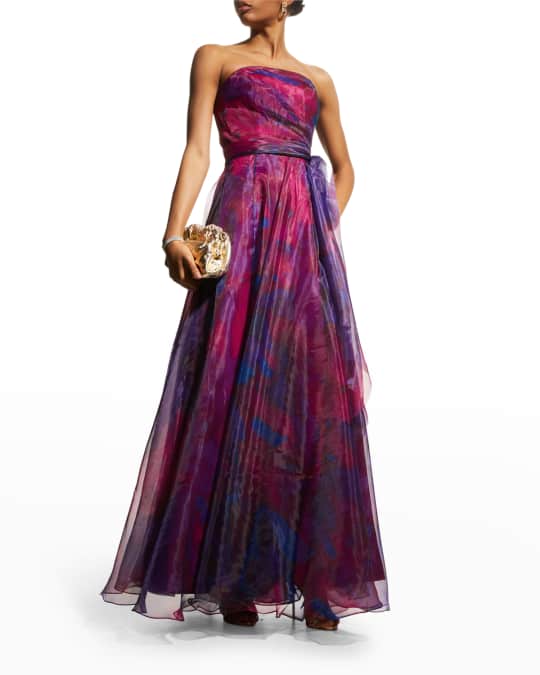 Rene Ruiz Collection Floral Organza Bustier Gown Neiman Marcus