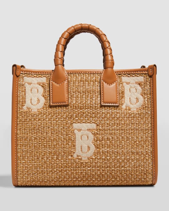 Burberry Freya TB Monogram Raffia Tote Bag | Neiman Marcus
