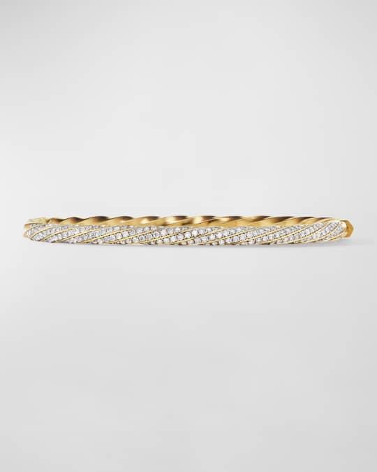 David Yurman Cable Edge Bracelet with Diamonds in 18K Gold 4mm