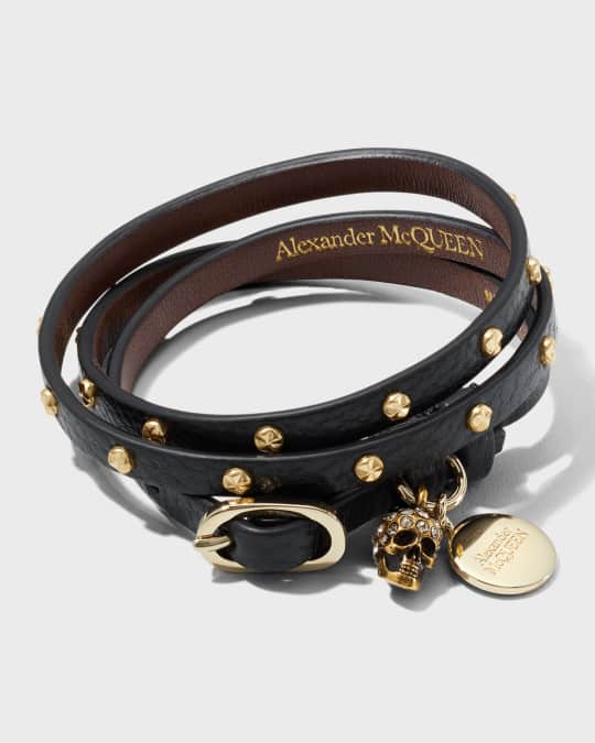 Alexander McQueen Skull Leather Wrap Bracelet Neiman Marcus