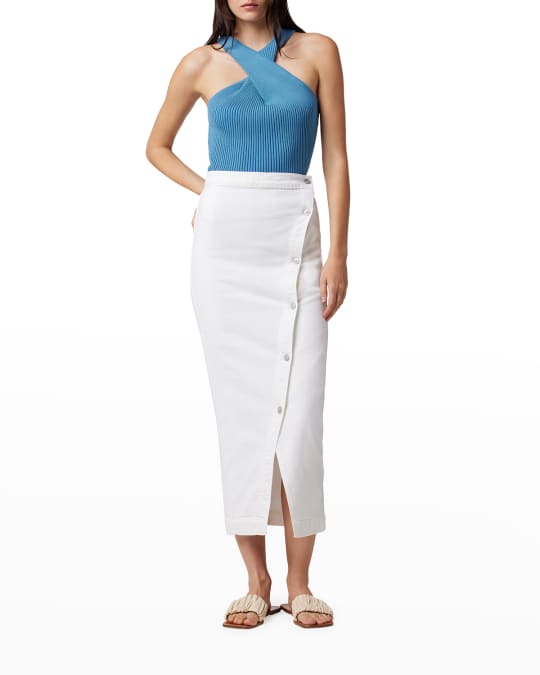 Asymmetric Button Front Pencil Skirt