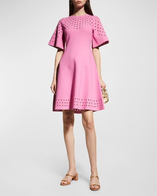 Eyelet Knit Flare Dress