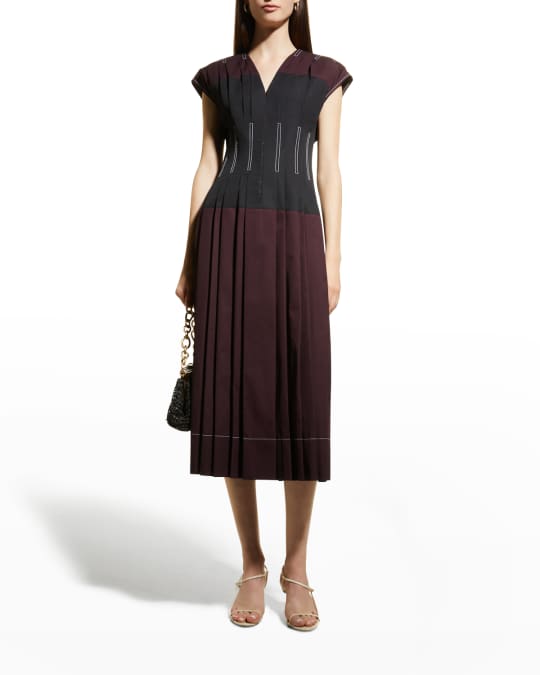 Tory Burch Claire Pleated Poplin Dress | Neiman Marcus