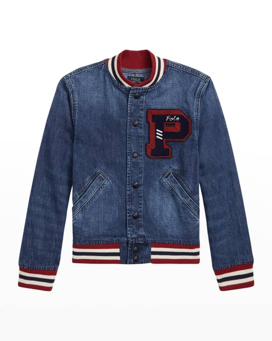 Boy s Logo Denim Baseball Jacket Size S L