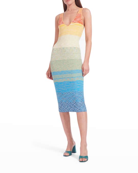 STAUD Dana Bodycon Rainbow Knit Dress | Neiman Marcus