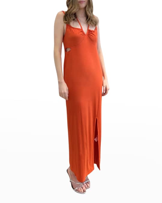 Emilia George Maternity Bella Cutout Midi Dress | Neiman Marcus