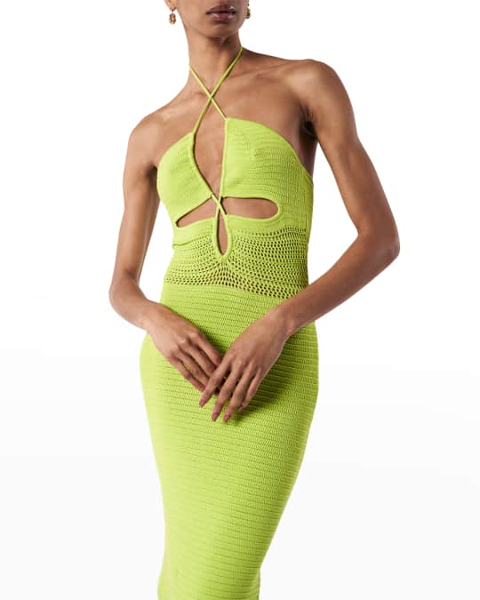 Ronny Kobo Toput Crochet-Knit Cutout Halter Dress | Neiman Marcus