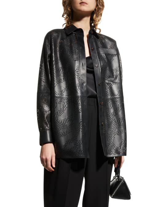 Lafayette 148 New York Oversized Cutout Leather Shirt Neiman Marcus