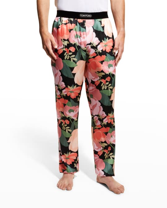 TOM FORD Men's Floral Silk Pajama Pants | Neiman Marcus