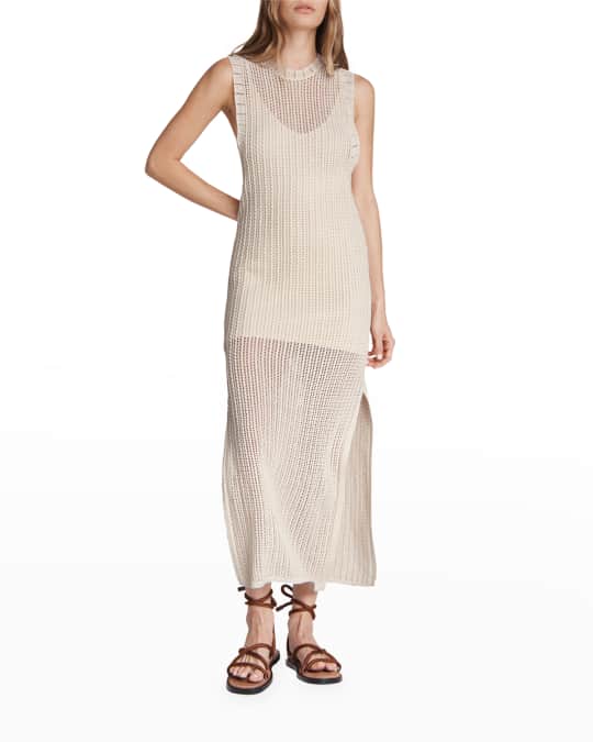 Rag & Bone Riley Crochet-Knit Split Hem Maxi Dress | Neiman Marcus