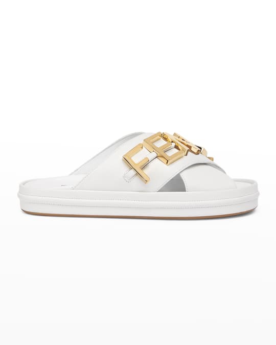 Fendi Logo Letter Crisscross Slide Sandals Neiman Marcus
