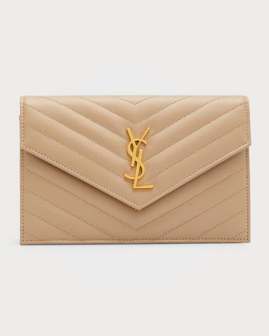 YSL Monogram Small Wallet on Chain in Grained Leather