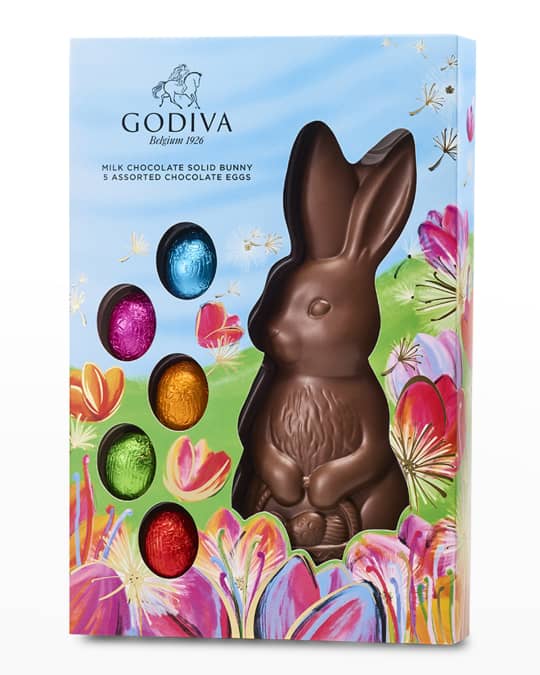 Godiva Chocolatier Solid Milk Chocolate Bunny With Foil Wrapped Chocolate Easter Eggs Neiman 1961