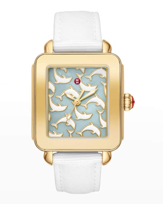 Deco Sport Ocean Plastic Watch with Mother of Pearl Dolphin Pattern