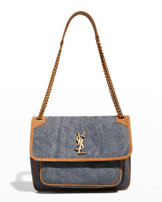 Saint Laurent ニキ ミディアム ラフィア ブルー Saint Laurent ニキ ミディアム ラフィア ブルー Saint Laurent Medium