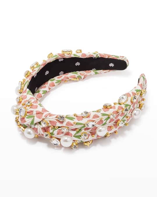 Lele Sadoughi Pearly & Crystal Embellished Knot Slim Headband | Neiman ...