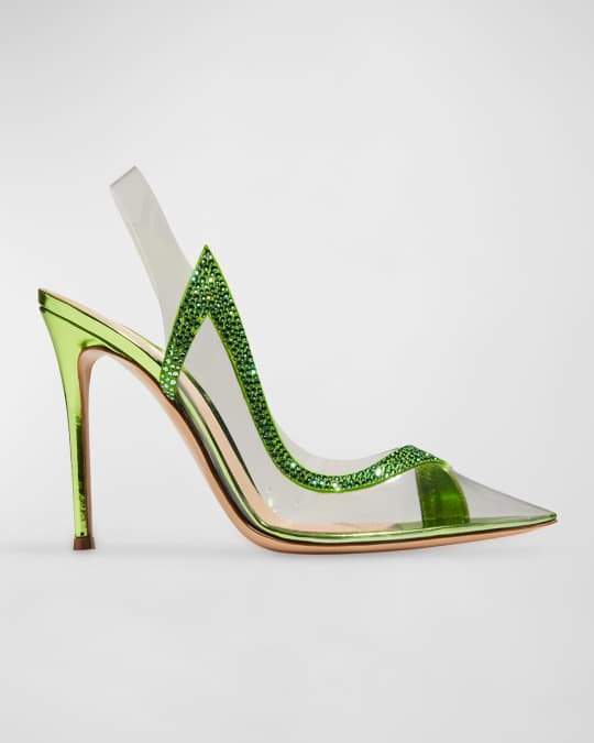 Gianvito Rossi Embellished Plexi Slingback Pumps Neiman Marcus