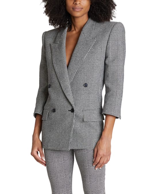 Saint Laurent Prince de Galles Plaid Double Breasted Jacket