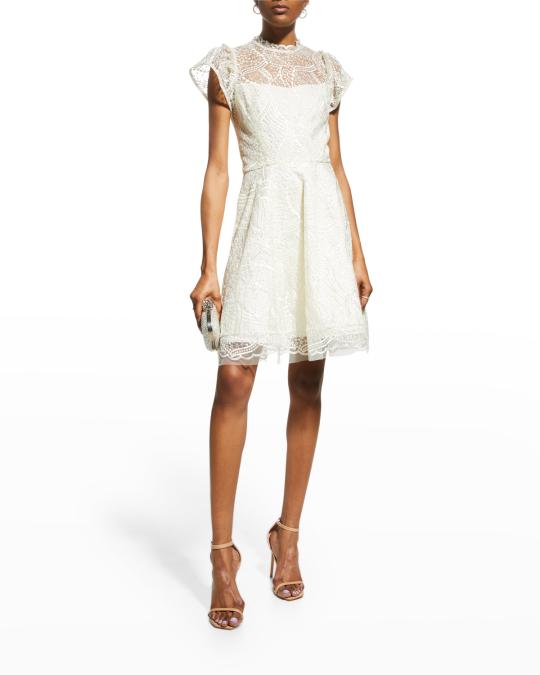 sachin and babi light blue dress Greylin Tabitha Long-Sleeve Embroidered Mini Dress