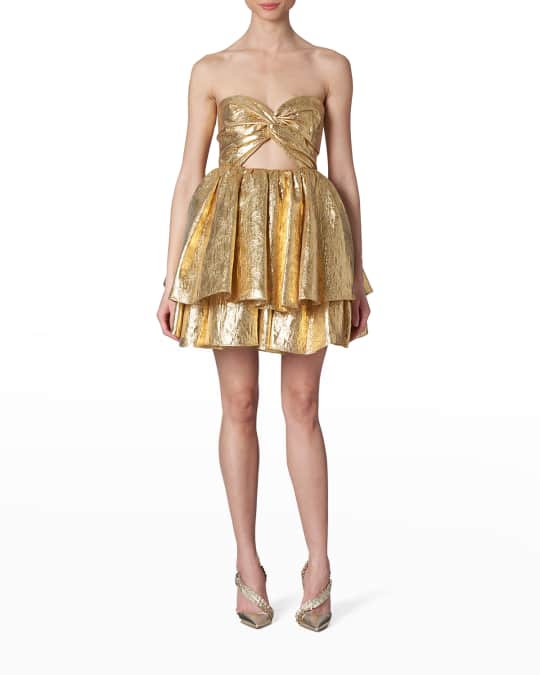 slim fit dress slacks Tiered Short Dress with Neck Frill Paths of Gold S main image 1