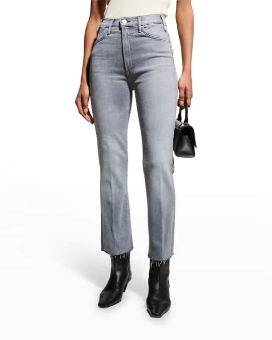 MOTHER The Hustler Ankle Fray Cropped Bootcut Jeans | Neiman Marcus