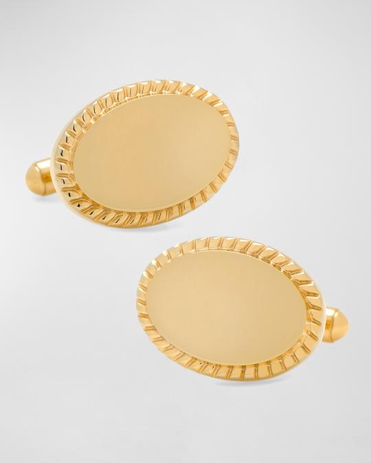 Cufflinks Inc. 14K Gold-Plated Rope Border Oval Engravable Cufflinks ...