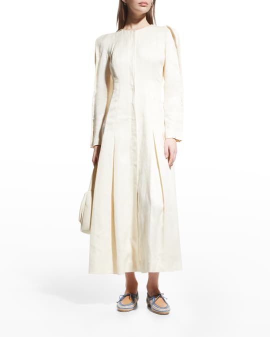 Gabriela Hearst Edith Structured Linen Midi Dress | Neiman Marcus