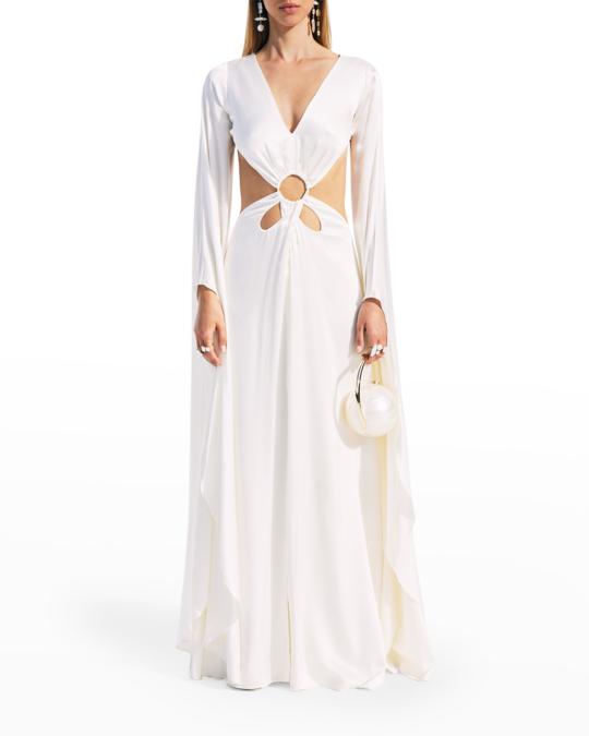cult gaia dress cut out Cult Gaia Jasmin Gathered Cutout Gown