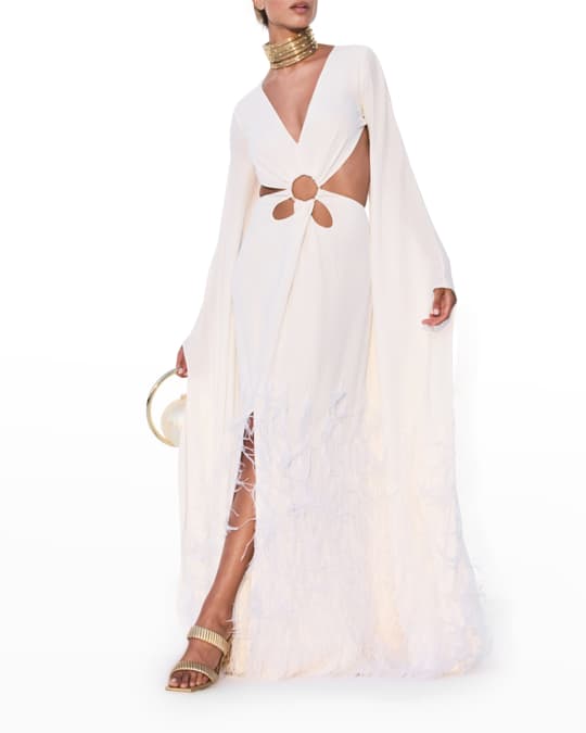 Cult Gaia Celeste Feathered Cutout Gown | Neiman Marcus