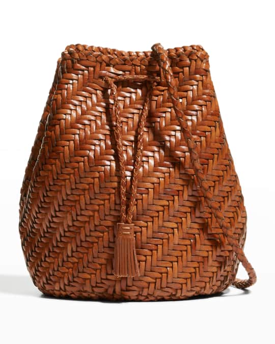 Dragon Diffusion Woven Leather Bucket Crossbody Bag | Neiman Marcus