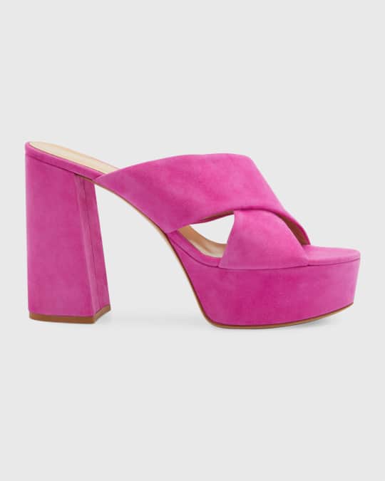 Suede Crisscross Platform Sandals