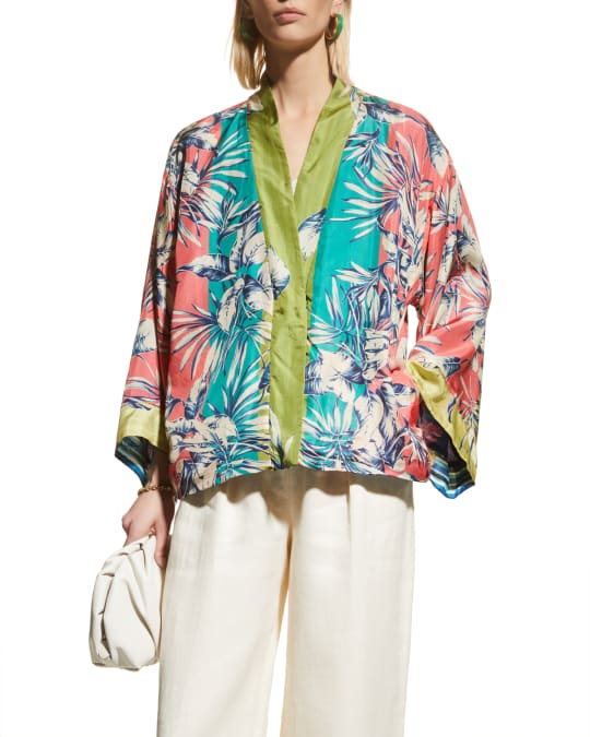 Johnny Was Kygo Nana Reversible Floral-Print Kimono | Neiman Marcus