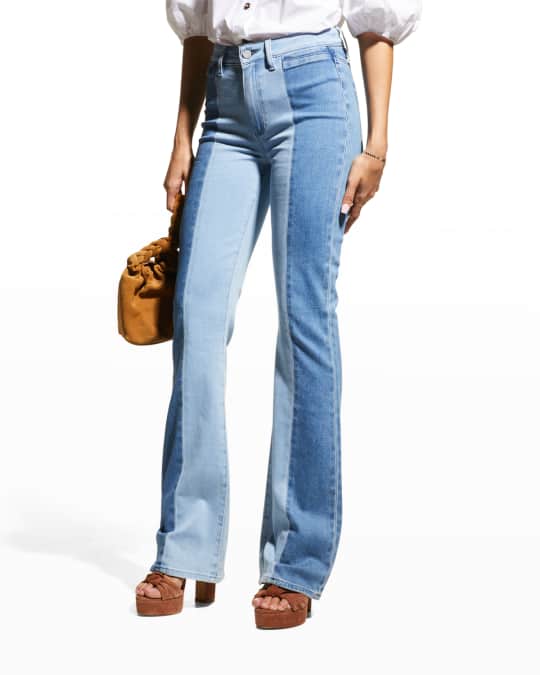 PAIGE Laurel Canyon High Rise Paneled Flare Jeans Neiman Marcus