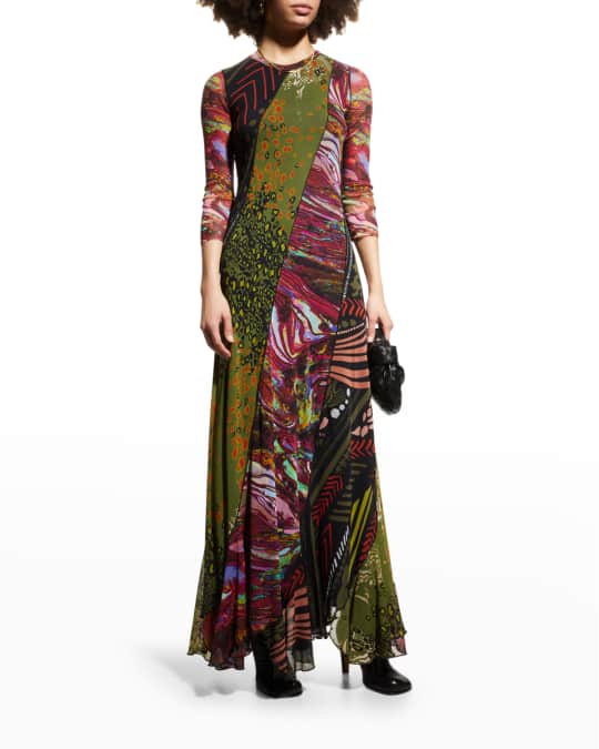 Patchwork Printed Tulle Dress