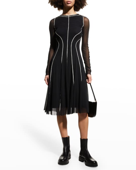Sleeve Neiman Marcus Fuzzi Dresses Fuzzi Long-Sleeve Tulle Dress