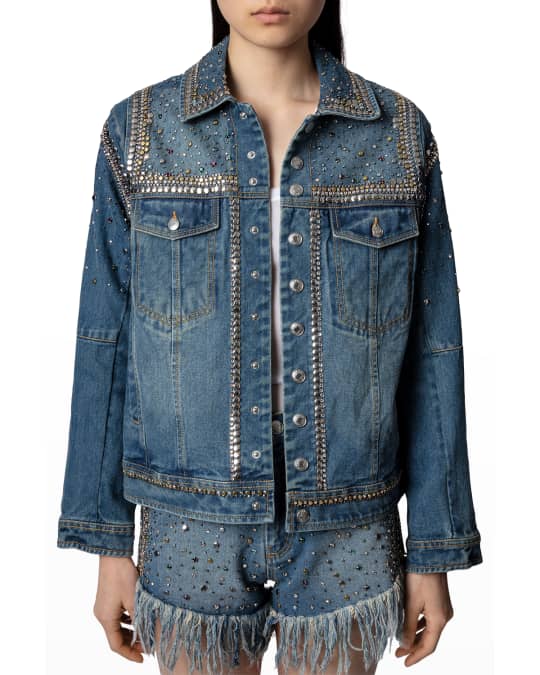 Killer Crystal Stud Embellished Jean Jacket